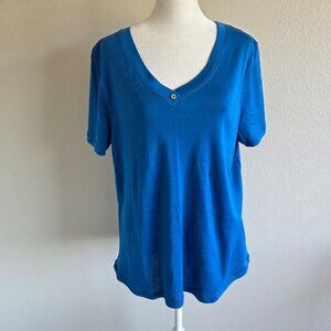 NEW FDJ French Dressing Jeans Top T-Shirt Blue Short Sleeve Cotton Top Size XL